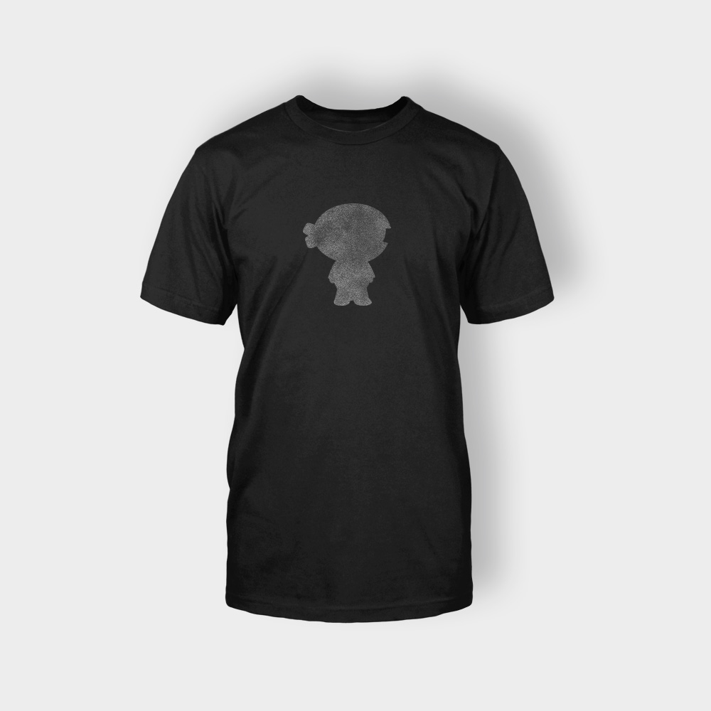 A black t-shirt with an elephant on it