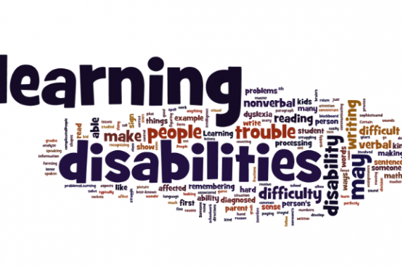 A word cloud of learning disabilities and the words